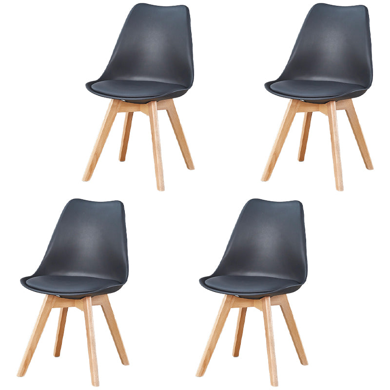 Scandinavian Leather Bedroom Side Chair Matte Finish Solid Back Dining Chair (Set of 4) Black Clearhalo ' kitchen&dining_furn' 'Dining Chairs' 'Dining Tables & Seating' 'dining_chair' 'Furniture' 'furniture_dining_chair' 'Kitchen & Dining Furniture' 'kitchen' 4038889