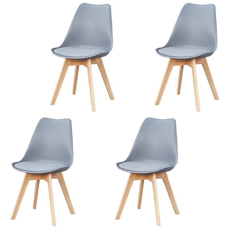 Scandinavian Leather Bedroom Side Chair Matte Finish Solid Back Dining Chair (Set of 4) Grey Clearhalo ' kitchen&dining_furn' 'Dining Chairs' 'Dining Tables & Seating' 'dining_chair' 'Furniture' 'furniture_dining_chair' 'Kitchen & Dining Furniture' 'kitchen' 4038890