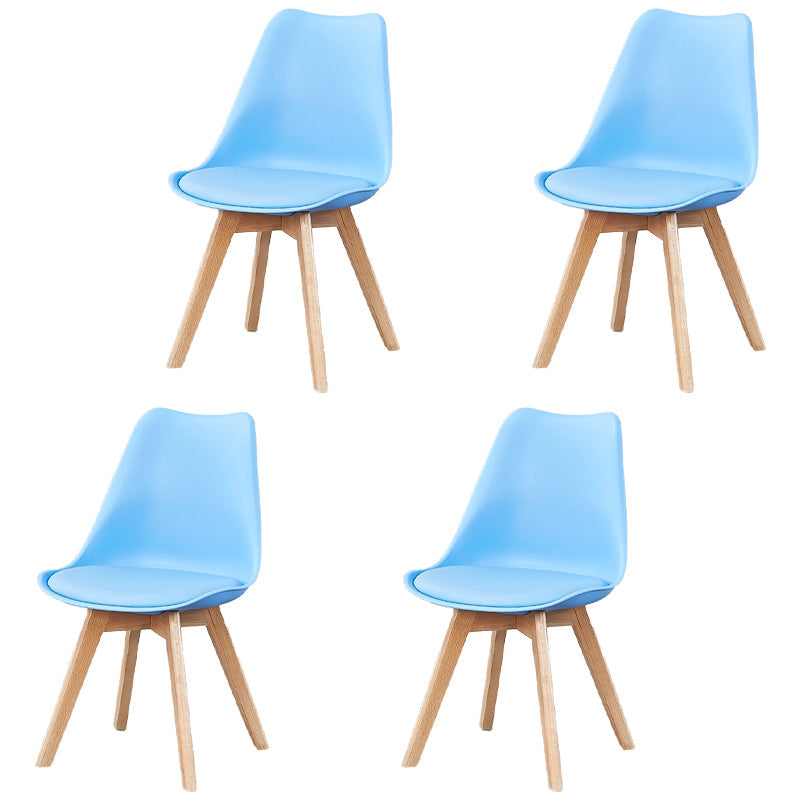 Scandinavian Leather Bedroom Side Chair Matte Finish Solid Back Dining Chair (Set of 4) Blue Clearhalo ' kitchen&dining_furn' 'Dining Chairs' 'Dining Tables & Seating' 'dining_chair' 'Furniture' 'furniture_dining_chair' 'Kitchen & Dining Furniture' 'kitchen' 4038894