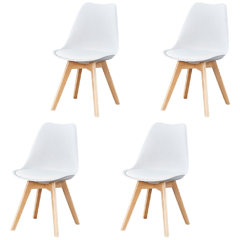 Scandinavian Leather Bedroom Side Chair Matte Finish Solid Back Dining Chair (Set of 4) White Clearhalo ' kitchen&dining_furn' 'Dining Chairs' 'Dining Tables & Seating' 'dining_chair' 'Furniture' 'furniture_dining_chair' 'Kitchen & Dining Furniture' 'kitchen' 4038896