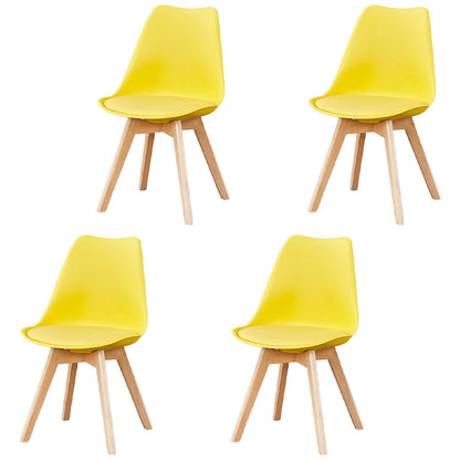Scandinavian Leather Bedroom Side Chair Matte Finish Solid Back Dining Chair (Set of 4) Yellow Clearhalo ' kitchen&dining_furn' 'Dining Chairs' 'Dining Tables & Seating' 'dining_chair' 'Furniture' 'furniture_dining_chair' 'Kitchen & Dining Furniture' 'kitchen' 4038900