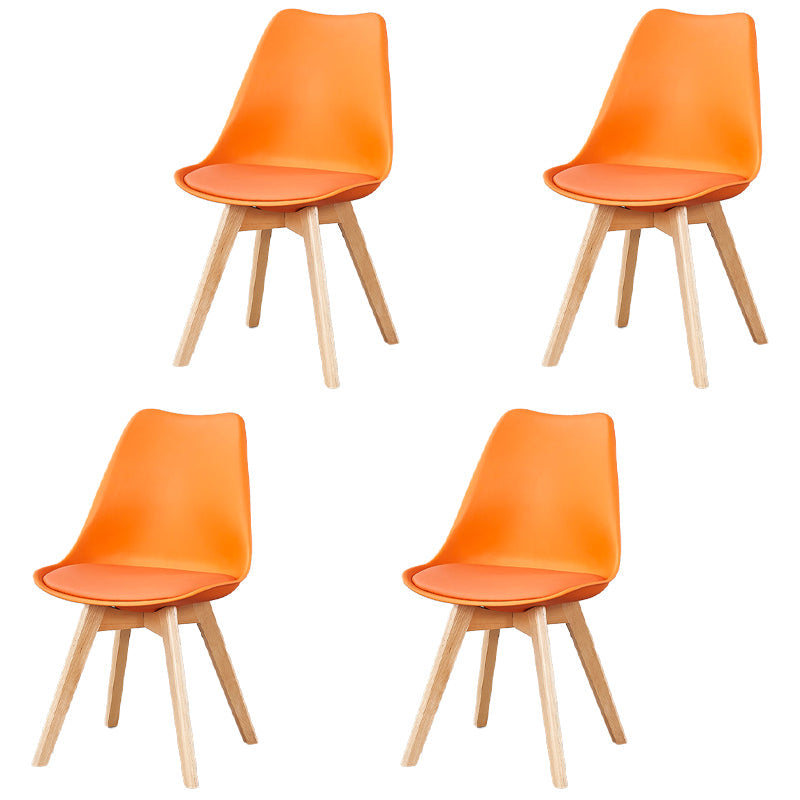 Scandinavian Leather Bedroom Side Chair Matte Finish Solid Back Dining Chair (Set of 4) Orange Clearhalo ' kitchen&dining_furn' 'Dining Chairs' 'Dining Tables & Seating' 'dining_chair' 'Furniture' 'furniture_dining_chair' 'Kitchen & Dining Furniture' 'kitchen' 4038902