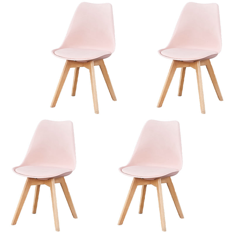Scandinavian Leather Bedroom Side Chair Matte Finish Solid Back Dining Chair (Set of 4) Pink Clearhalo ' kitchen&dining_furn' 'Dining Chairs' 'Dining Tables & Seating' 'dining_chair' 'Furniture' 'furniture_dining_chair' 'Kitchen & Dining Furniture' 'kitchen' 4038903