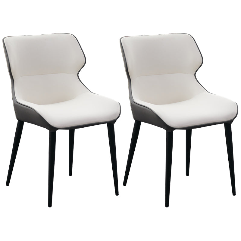 Minimalist Style Leather Dining Chairs Wingback Parsons Arm Side Chairs (Set of 2) White Clearhalo ' kitchen&dining_furn' 'Dining Chairs' 'Dining Tables & Seating' 'dining_chair' 'furn' 'furn_dining_chair' 'Furniture' 'furniture_dining_chair' 'Kitchen & Dining Furniture' 'kitchen' 4038906