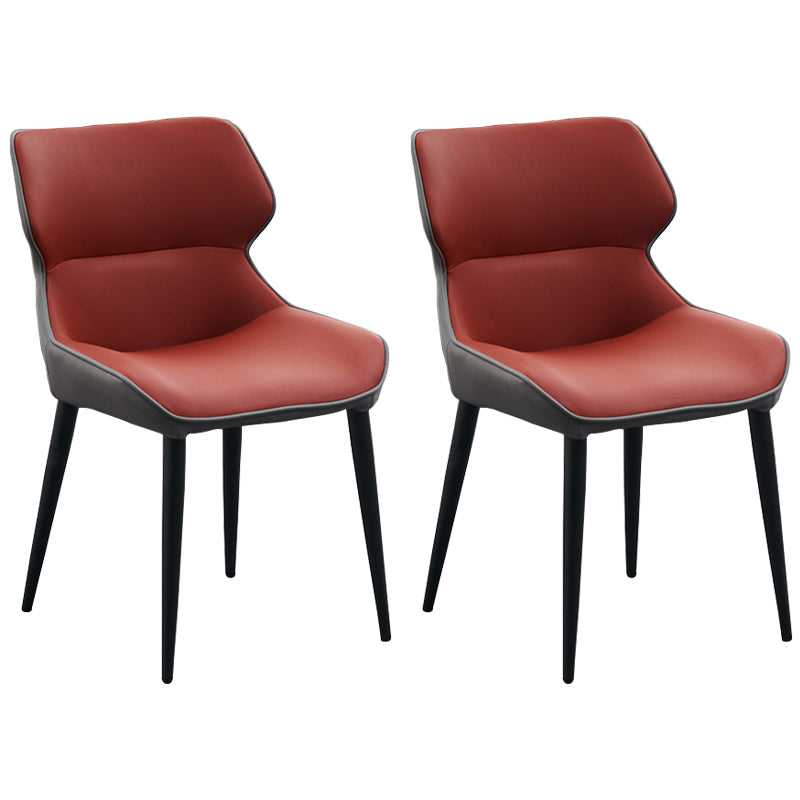 Minimalist Style Leather Dining Chairs Wingback Parsons Arm Side Chairs (Set of 2) Red Clearhalo ' kitchen&dining_furn' 'Dining Chairs' 'Dining Tables & Seating' 'dining_chair' 'furn' 'furn_dining_chair' 'Furniture' 'furniture_dining_chair' 'Kitchen & Dining Furniture' 'kitchen' 4038914
