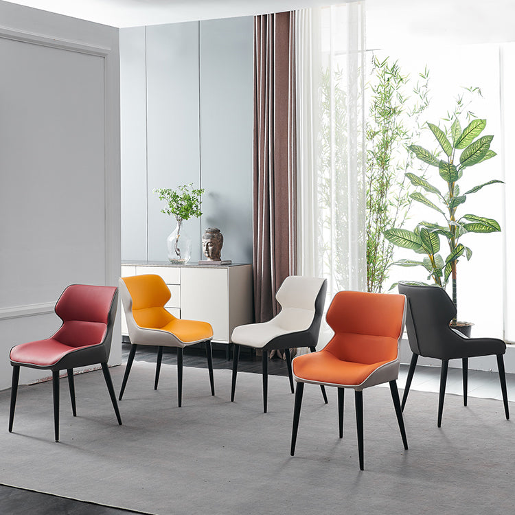 Minimalist Style Leather Dining Chairs Wingback Parsons Arm Side Chairs (Set of 2) Clearhalo ' kitchen&dining_furn' 'Dining Chairs' 'Dining Tables & Seating' 'dining_chair' 'furn' 'furn_dining_chair' 'Furniture' 'furniture_dining_chair' 'Kitchen & Dining Furniture' 'kitchen' 4038922