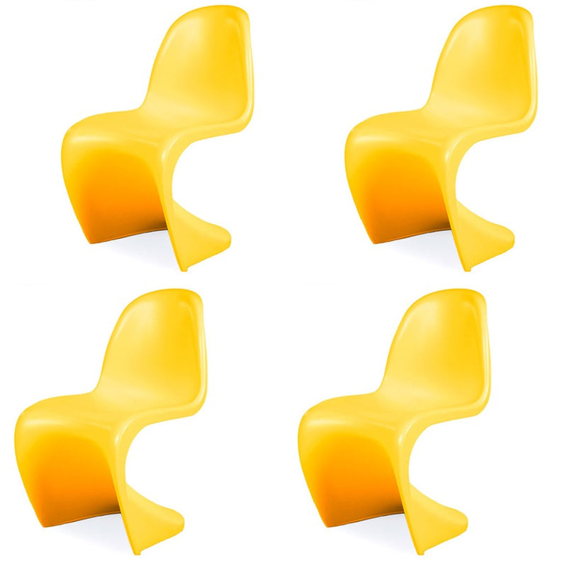 Contemporary Style Plastic Dining Armless Chair Curved Dining Solid Chair (Set of 4) Yellow Clearhalo ' kitchen&dining_furn' 'Dining Chairs' 'Dining Tables & Seating' 'dining_chair' 'Furniture' 'furniture_dining_chair' 'Kitchen & Dining Furniture' 'kitchen' 4038926