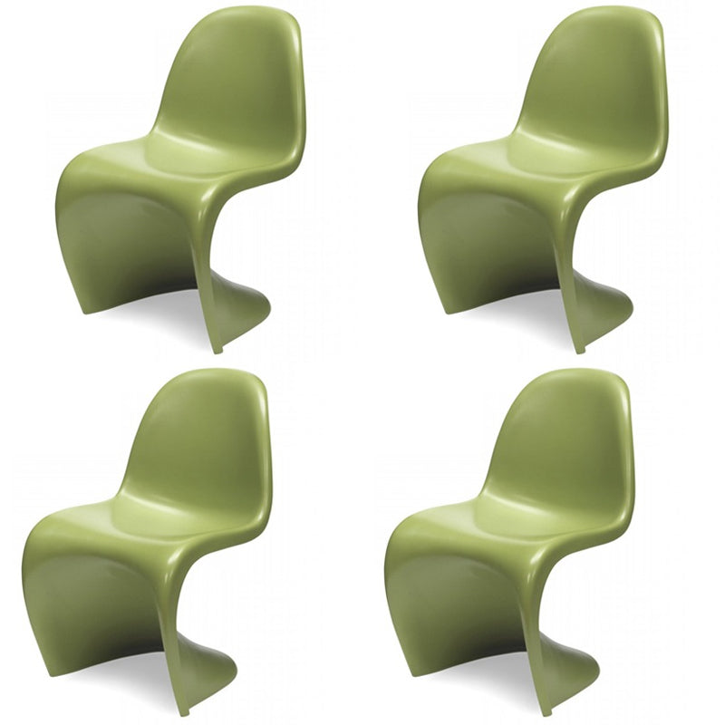 Contemporary Style Plastic Dining Armless Chair Curved Dining Solid Chair (Set of 4) Green Clearhalo ' kitchen&dining_furn' 'Dining Chairs' 'Dining Tables & Seating' 'dining_chair' 'Furniture' 'furniture_dining_chair' 'Kitchen & Dining Furniture' 'kitchen' 4038927
