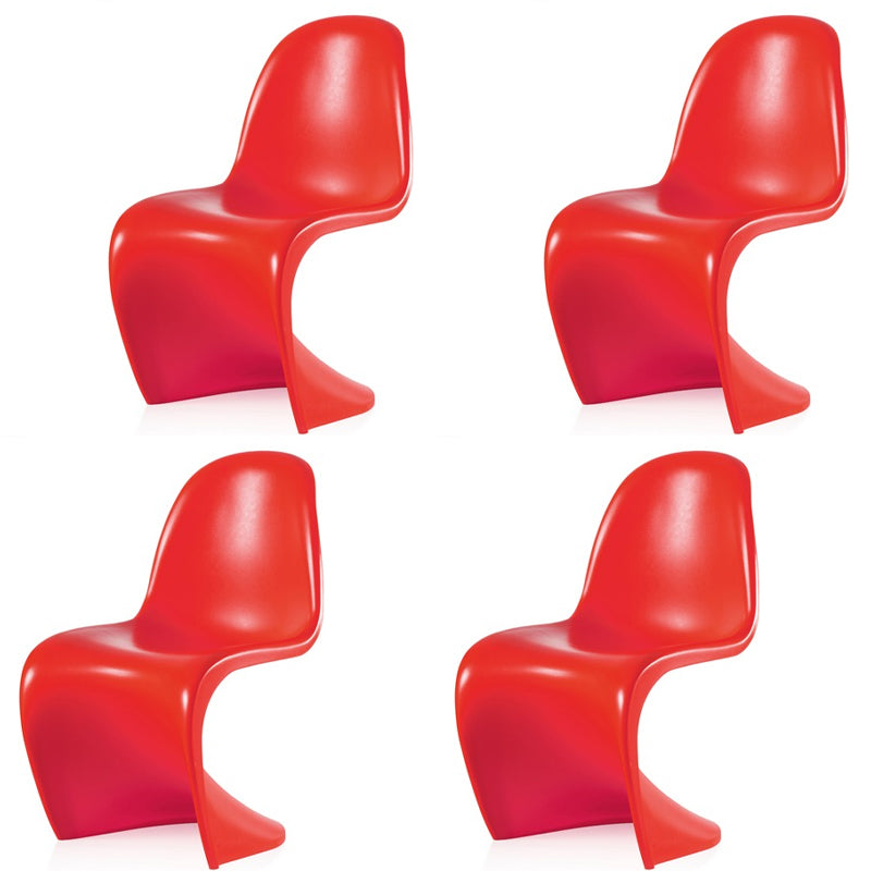Contemporary Style Plastic Dining Armless Chair Curved Dining Solid Chair (Set of 4) Red Clearhalo ' kitchen&dining_furn' 'Dining Chairs' 'Dining Tables & Seating' 'dining_chair' 'Furniture' 'furniture_dining_chair' 'Kitchen & Dining Furniture' 'kitchen' 4038929