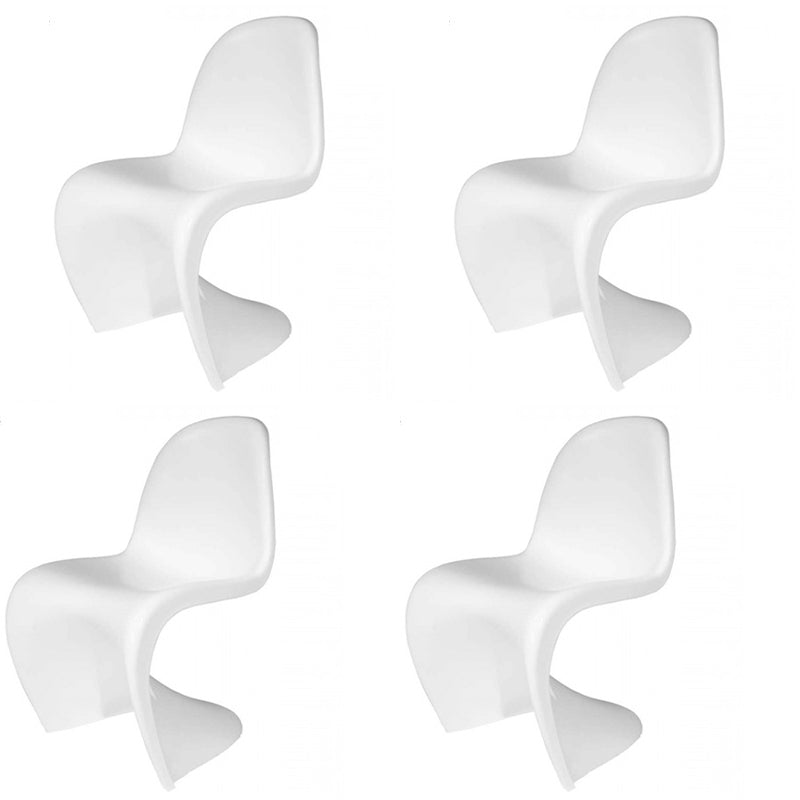 Contemporary Style Plastic Dining Armless Chair Curved Dining Solid Chair (Set of 4) White Clearhalo ' kitchen&dining_furn' 'Dining Chairs' 'Dining Tables & Seating' 'dining_chair' 'Furniture' 'furniture_dining_chair' 'Kitchen & Dining Furniture' 'kitchen' 4038933