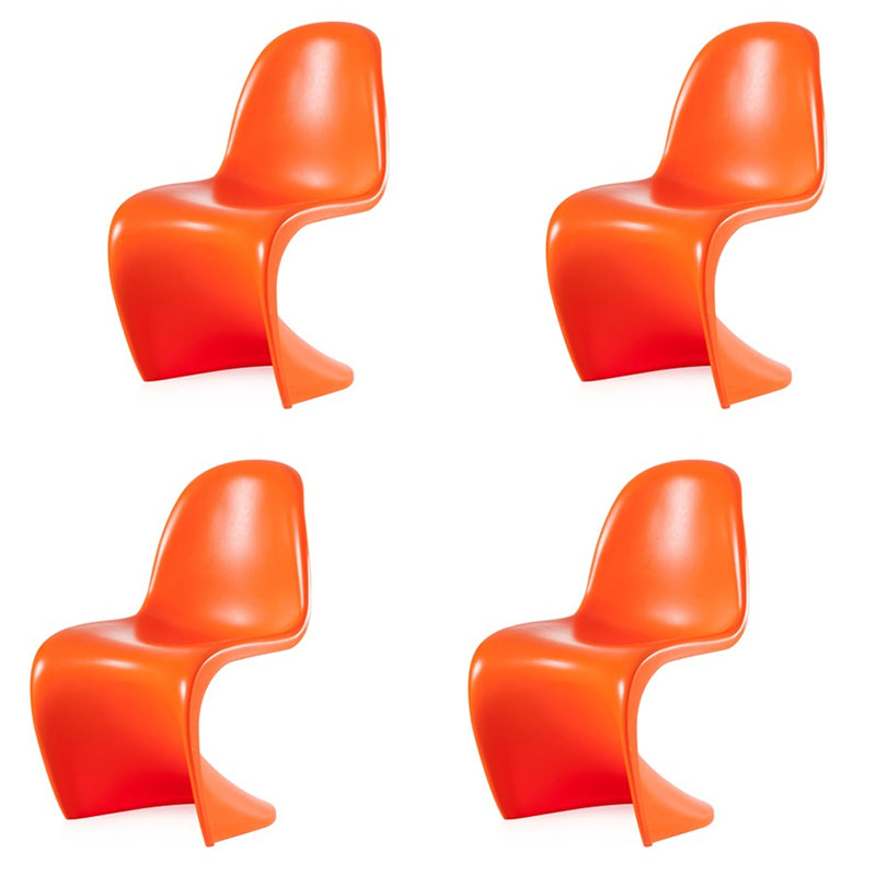 Contemporary Style Plastic Dining Armless Chair Curved Dining Solid Chair (Set of 4) Orange Clearhalo ' kitchen&dining_furn' 'Dining Chairs' 'Dining Tables & Seating' 'dining_chair' 'Furniture' 'furniture_dining_chair' 'Kitchen & Dining Furniture' 'kitchen' 4038936
