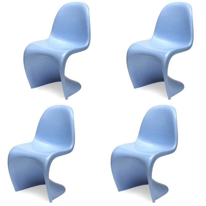 Contemporary Style Plastic Dining Armless Chair Curved Dining Solid Chair (Set of 4) Blue Clearhalo ' kitchen&dining_furn' 'Dining Chairs' 'Dining Tables & Seating' 'dining_chair' 'Furniture' 'furniture_dining_chair' 'Kitchen & Dining Furniture' 'kitchen' 4038937