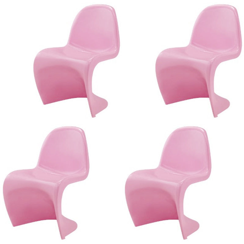 Contemporary Style Plastic Dining Armless Chair Curved Dining Solid Chair (Set of 4) Pink Clearhalo ' kitchen&dining_furn' 'Dining Chairs' 'Dining Tables & Seating' 'dining_chair' 'Furniture' 'furniture_dining_chair' 'Kitchen & Dining Furniture' 'kitchen' 4038939