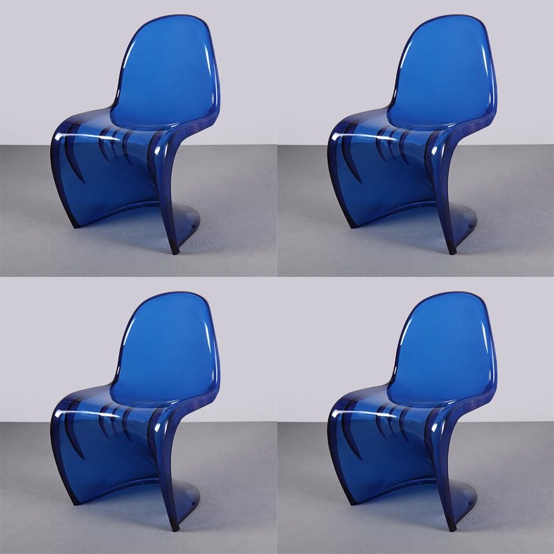 Contemporary Style Plastic Dining Armless Chair Curved Dining Solid Chair (Set of 4) Blue-Amber-Clear Clearhalo ' kitchen&dining_furn' 'Dining Chairs' 'Dining Tables & Seating' 'dining_chair' 'Furniture' 'furniture_dining_chair' 'Kitchen & Dining Furniture' 'kitchen' 4038942