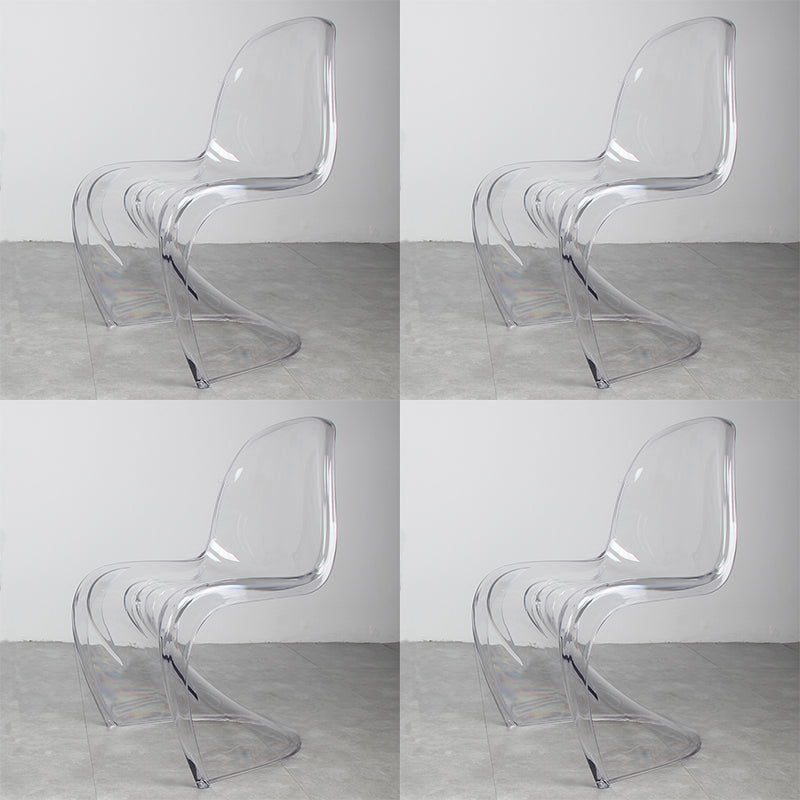 Contemporary Style Plastic Dining Armless Chair Curved Dining Solid Chair (Set of 4) Clear Clearhalo ' kitchen&dining_furn' 'Dining Chairs' 'Dining Tables & Seating' 'dining_chair' 'Furniture' 'furniture_dining_chair' 'Kitchen & Dining Furniture' 'kitchen' 4038945