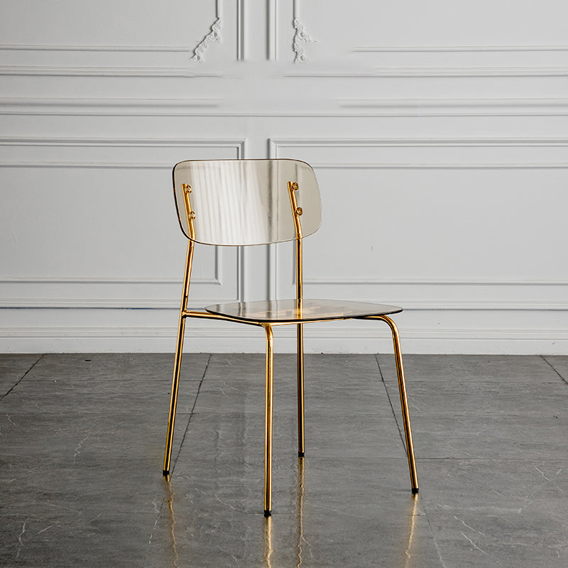 Glam Style Plastic Dining Armless Chairs Stacking Open Back Dining Chair Yellow 1 Piece Brass Gold Clearhalo ' kitchen&dining_furn' 'Dining Chairs' 'Dining Tables & Seating' 'dining_chair' 'furn' 'furn_dining_chair' 'Furniture' 'furniture_dining_chair' 'Kitchen & Dining Furniture' 'kitchen' 4038949