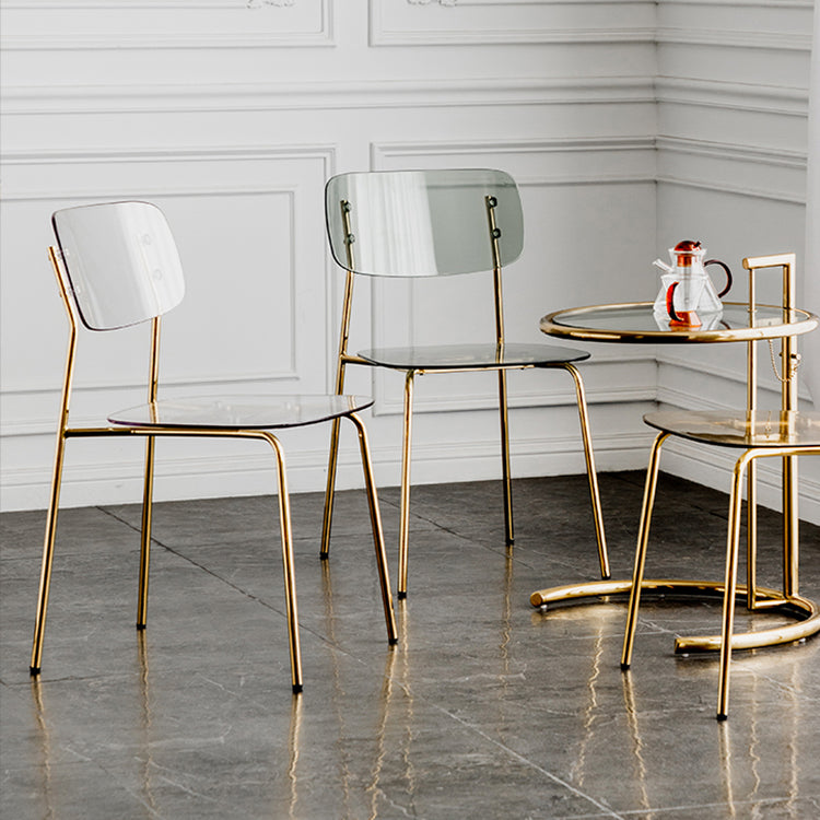 Glam Style Plastic Dining Armless Chairs Stacking Open Back Dining Chair Clearhalo ' kitchen&dining_furn' 'Dining Chairs' 'Dining Tables & Seating' 'dining_chair' 'furn' 'furn_dining_chair' 'Furniture' 'furniture_dining_chair' 'Kitchen & Dining Furniture' 'kitchen' 4038951