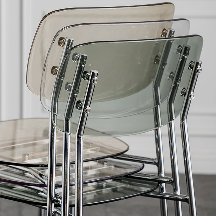Glam Style Plastic Dining Armless Chairs Stacking Open Back Dining Chair Clearhalo ' kitchen&dining_furn' 'Dining Chairs' 'Dining Tables & Seating' 'dining_chair' 'furn' 'furn_dining_chair' 'Furniture' 'furniture_dining_chair' 'Kitchen & Dining Furniture' 'kitchen' 4038955