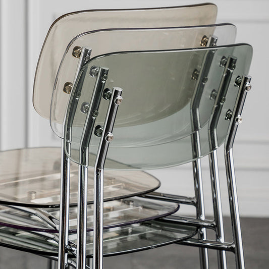Glam Style Plastic Dining Armless Chairs Stacking Open Back Dining Chair Clearhalo ' kitchen&dining_furn' 'Dining Chairs' 'Dining Tables & Seating' 'dining_chair' 'furn' 'furn_dining_chair' 'Furniture' 'furniture_dining_chair' 'Kitchen & Dining Furniture' 'kitchen' 4038955