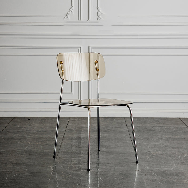 Glam Style Plastic Dining Armless Chairs Stacking Open Back Dining Chair Yellow 1 Piece Silver Clearhalo ' kitchen&dining_furn' 'Dining Chairs' 'Dining Tables & Seating' 'dining_chair' 'furn' 'furn_dining_chair' 'Furniture' 'furniture_dining_chair' 'Kitchen & Dining Furniture' 'kitchen' 4038966