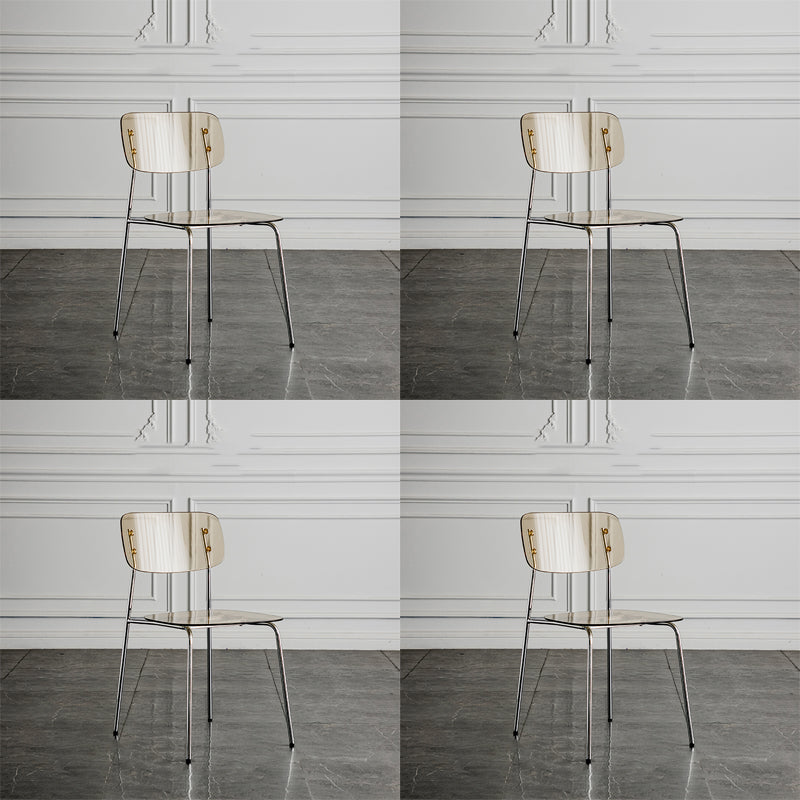Glam Style Plastic Dining Armless Chairs Stacking Open Back Dining Chair Yellow 4 Piece Set Silver Clearhalo ' kitchen&dining_furn' 'Dining Chairs' 'Dining Tables & Seating' 'dining_chair' 'furn' 'furn_dining_chair' 'Furniture' 'furniture_dining_chair' 'Kitchen & Dining Furniture' 'kitchen' 4038970