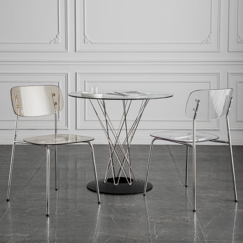 Glam Style Plastic Dining Armless Chairs Stacking Open Back Dining Chair Clearhalo ' kitchen&dining_furn' 'Dining Chairs' 'Dining Tables & Seating' 'dining_chair' 'furn' 'furn_dining_chair' 'Furniture' 'furniture_dining_chair' 'Kitchen & Dining Furniture' 'kitchen' 4038975