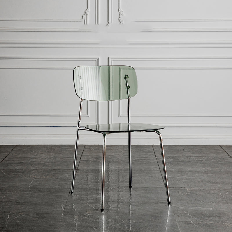 Glam Style Plastic Dining Armless Chairs Stacking Open Back Dining Chair Smoke Gray 1 Piece Silver Clearhalo ' kitchen&dining_furn' 'Dining Chairs' 'Dining Tables & Seating' 'dining_chair' 'furn' 'furn_dining_chair' 'Furniture' 'furniture_dining_chair' 'Kitchen & Dining Furniture' 'kitchen' 4038977