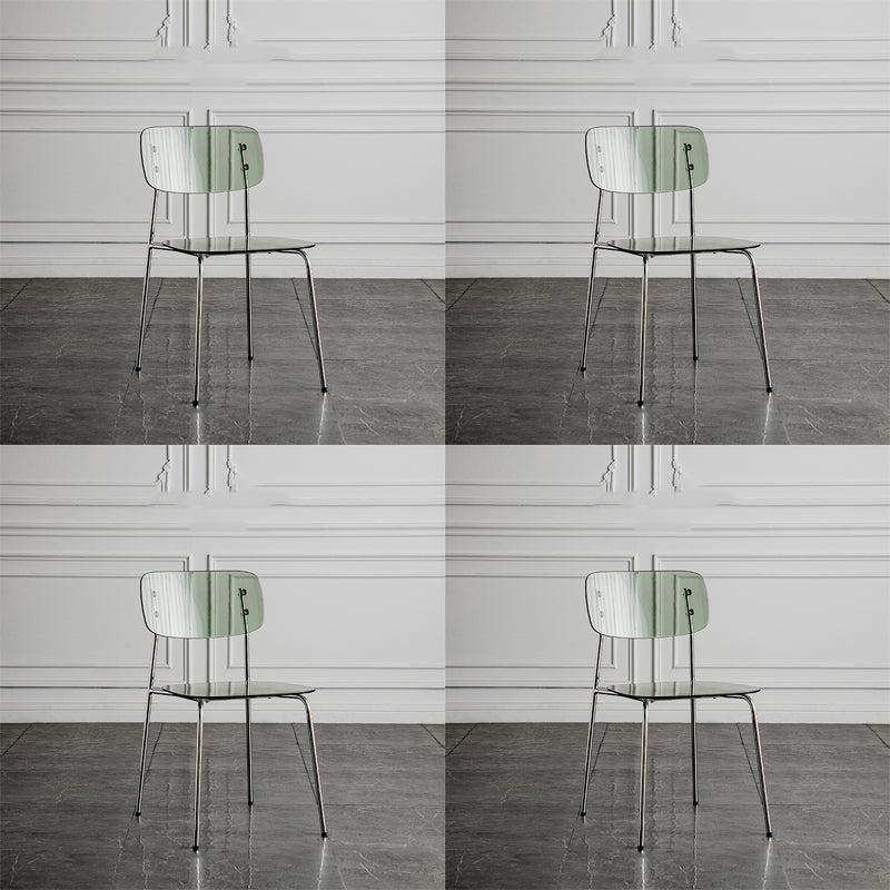 Glam Style Plastic Dining Armless Chairs Stacking Open Back Dining Chair Smoke Gray 4 Piece Set Silver Clearhalo ' kitchen&dining_furn' 'Dining Chairs' 'Dining Tables & Seating' 'dining_chair' 'furn' 'furn_dining_chair' 'Furniture' 'furniture_dining_chair' 'Kitchen & Dining Furniture' 'kitchen' 4038979