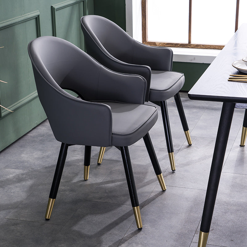 Contemporary Style Upholstered Arm Dining Chairs Open Back Dining Side Chair Clearhalo ' kitchen&dining_furn' 'Dining Chairs' 'Dining Tables & Seating' 'dining_chair' 'furn' 'furn_dining_chair' 'Furniture' 'furniture_dining_chair' 'Kitchen & Dining Furniture' 'kitchen' 4039011