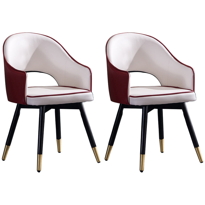 Contemporary Style Upholstered Arm Dining Chairs Open Back Dining Side Chair Red 2 Piece Set Clearhalo ' kitchen&dining_furn' 'Dining Chairs' 'Dining Tables & Seating' 'dining_chair' 'furn' 'furn_dining_chair' 'Furniture' 'furniture_dining_chair' 'Kitchen & Dining Furniture' 'kitchen' 4039014