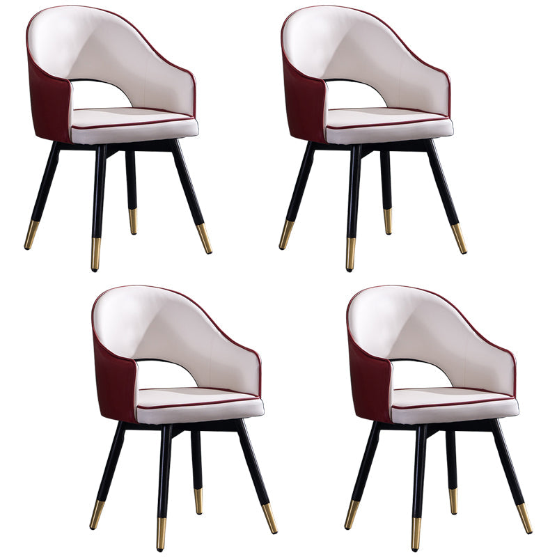 Contemporary Style Upholstered Arm Dining Chairs Open Back Dining Side Chair Red 4 Piece Set Clearhalo ' kitchen&dining_furn' 'Dining Chairs' 'Dining Tables & Seating' 'dining_chair' 'furn' 'furn_dining_chair' 'Furniture' 'furniture_dining_chair' 'Kitchen & Dining Furniture' 'kitchen' 4039016