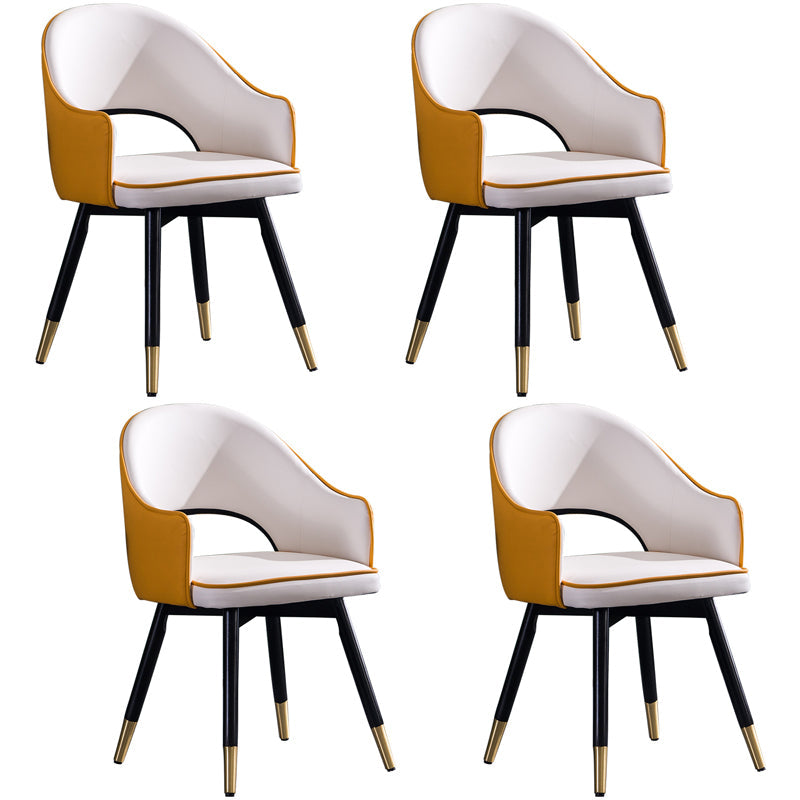 Contemporary Style Upholstered Arm Dining Chairs Open Back Dining Side Chair Yellow 4 Piece Set Clearhalo ' kitchen&dining_furn' 'Dining Chairs' 'Dining Tables & Seating' 'dining_chair' 'furn' 'furn_dining_chair' 'Furniture' 'furniture_dining_chair' 'Kitchen & Dining Furniture' 'kitchen' 4039021