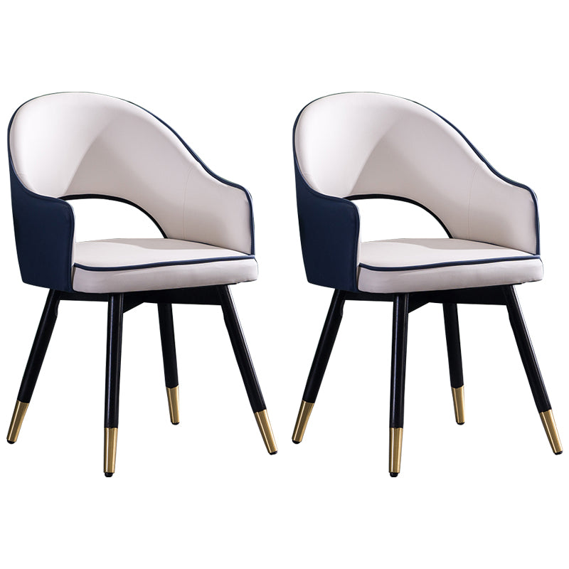 Contemporary Style Upholstered Arm Dining Chairs Open Back Dining Side Chair Blue 2 Piece Set Clearhalo ' kitchen&dining_furn' 'Dining Chairs' 'Dining Tables & Seating' 'dining_chair' 'furn' 'furn_dining_chair' 'Furniture' 'furniture_dining_chair' 'Kitchen & Dining Furniture' 'kitchen' 4039025