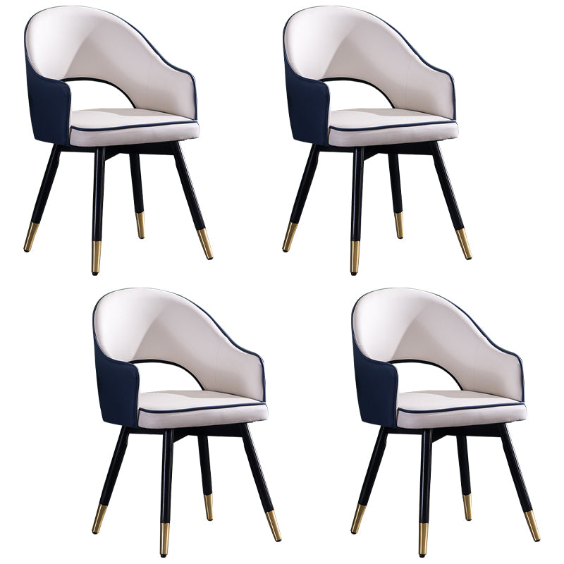 Contemporary Style Upholstered Arm Dining Chairs Open Back Dining Side Chair Blue 4 Piece Set Clearhalo ' kitchen&dining_furn' 'Dining Chairs' 'Dining Tables & Seating' 'dining_chair' 'furn' 'furn_dining_chair' 'Furniture' 'furniture_dining_chair' 'Kitchen & Dining Furniture' 'kitchen' 4039027