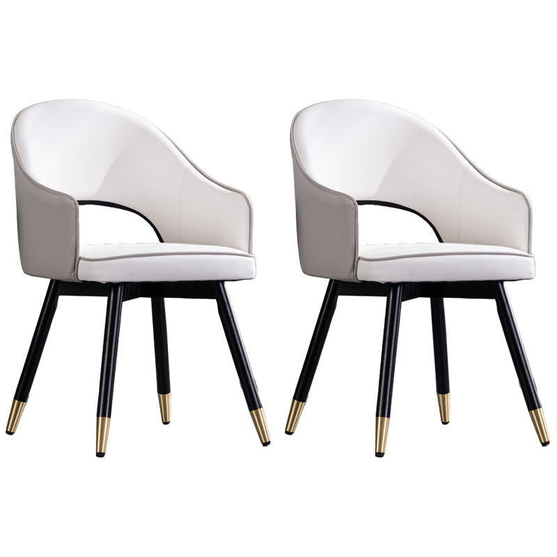 Contemporary Style Upholstered Arm Dining Chairs Open Back Dining Side Chair Grey 2 Piece Set Clearhalo ' kitchen&dining_furn' 'Dining Chairs' 'Dining Tables & Seating' 'dining_chair' 'furn' 'furn_dining_chair' 'Furniture' 'furniture_dining_chair' 'Kitchen & Dining Furniture' 'kitchen' 4039032