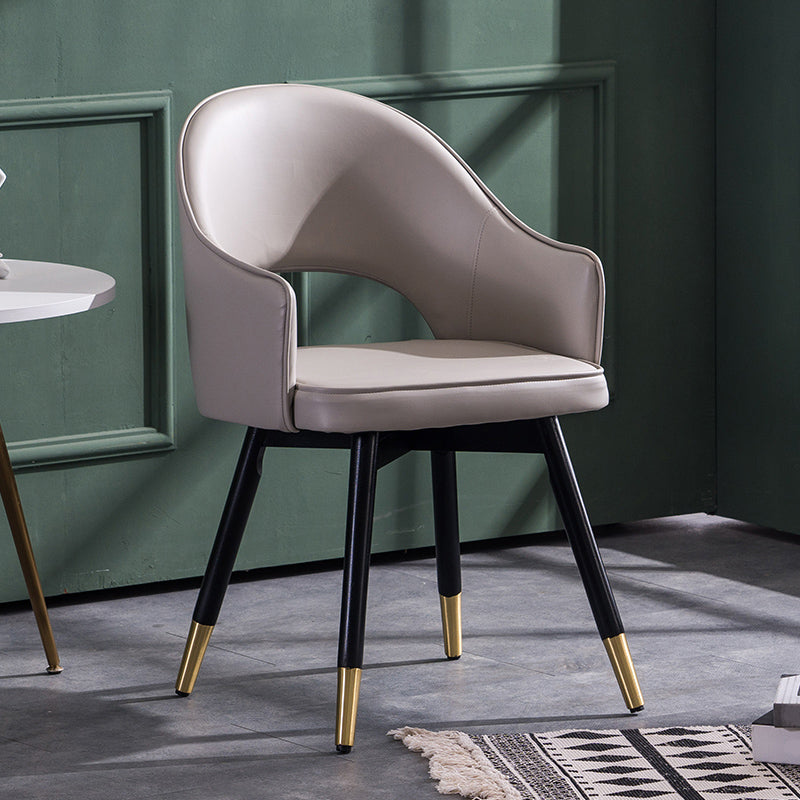 Contemporary Style Upholstered Arm Dining Chairs Open Back Dining Side Chair Light Gray 1 Piece Clearhalo ' kitchen&dining_furn' 'Dining Chairs' 'Dining Tables & Seating' 'dining_chair' 'furn' 'furn_dining_chair' 'Furniture' 'furniture_dining_chair' 'Kitchen & Dining Furniture' 'kitchen' 4039035