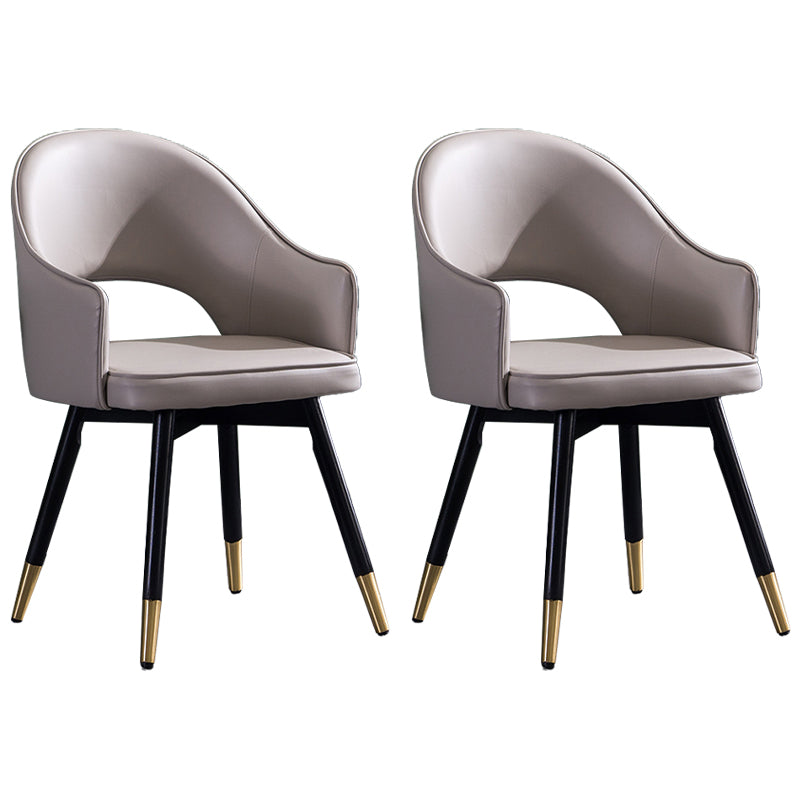 Contemporary Style Upholstered Arm Dining Chairs Open Back Dining Side Chair Light Gray 2 Piece Set Clearhalo ' kitchen&dining_furn' 'Dining Chairs' 'Dining Tables & Seating' 'dining_chair' 'furn' 'furn_dining_chair' 'Furniture' 'furniture_dining_chair' 'Kitchen & Dining Furniture' 'kitchen' 4039036