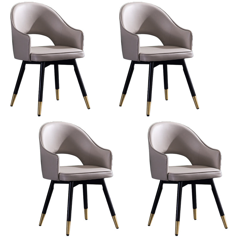 Contemporary Style Upholstered Arm Dining Chairs Open Back Dining Side Chair Light Gray 4 Piece Set Clearhalo ' kitchen&dining_furn' 'Dining Chairs' 'Dining Tables & Seating' 'dining_chair' 'furn' 'furn_dining_chair' 'Furniture' 'furniture_dining_chair' 'Kitchen & Dining Furniture' 'kitchen' 4039037