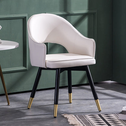 Contemporary Style Upholstered Arm Dining Chairs Open Back Dining Side Chair White 1 Piece Clearhalo ' kitchen&dining_furn' 'Dining Chairs' 'Dining Tables & Seating' 'dining_chair' 'furn' 'furn_dining_chair' 'Furniture' 'furniture_dining_chair' 'Kitchen & Dining Furniture' 'kitchen' 4039038