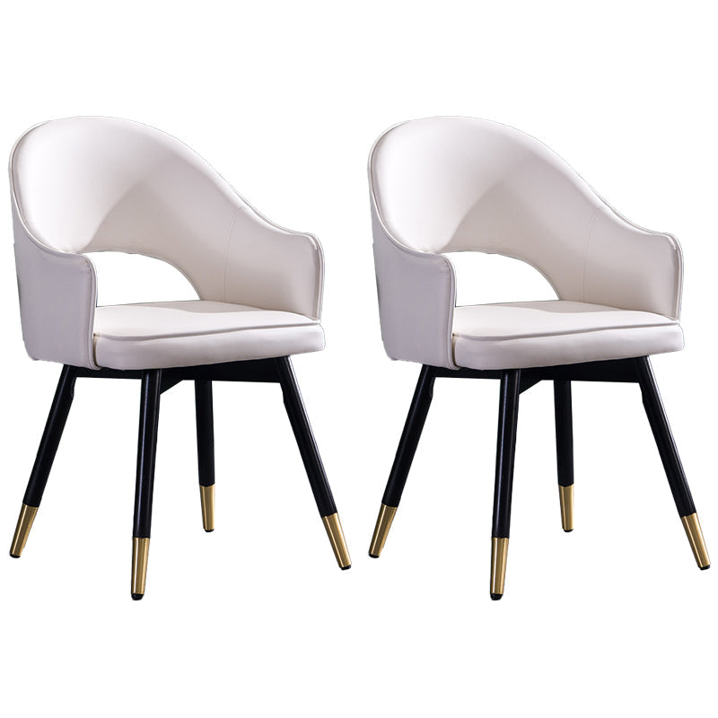 Contemporary Style Upholstered Arm Dining Chairs Open Back Dining Side Chair White 2 Piece Set Clearhalo ' kitchen&dining_furn' 'Dining Chairs' 'Dining Tables & Seating' 'dining_chair' 'furn' 'furn_dining_chair' 'Furniture' 'furniture_dining_chair' 'Kitchen & Dining Furniture' 'kitchen' 4039039