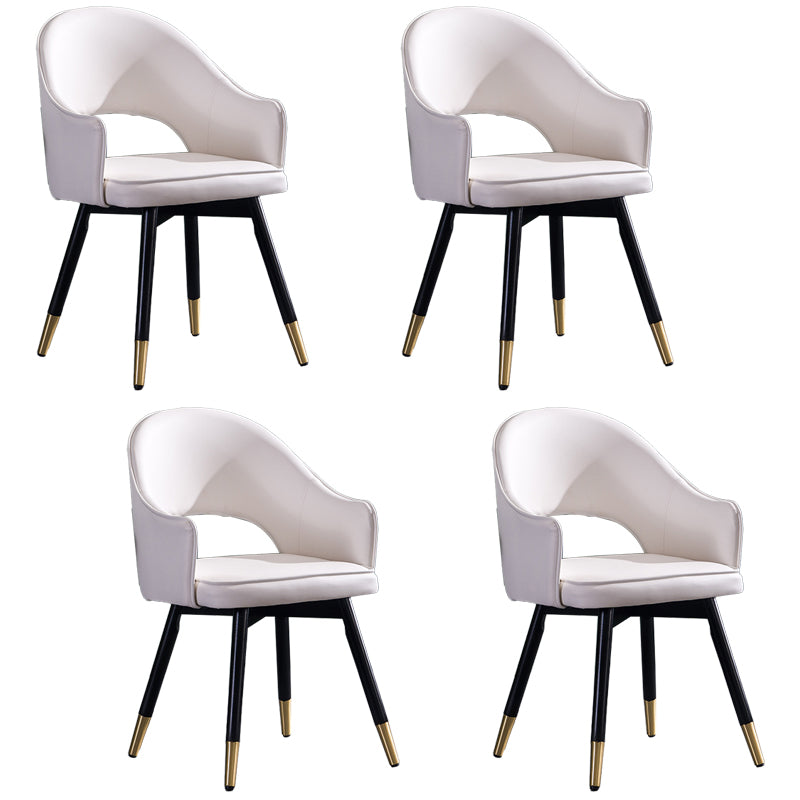 Contemporary Style Upholstered Arm Dining Chairs Open Back Dining Side Chair White 4 Piece Set Clearhalo ' kitchen&dining_furn' 'Dining Chairs' 'Dining Tables & Seating' 'dining_chair' 'furn' 'furn_dining_chair' 'Furniture' 'furniture_dining_chair' 'Kitchen & Dining Furniture' 'kitchen' 4039040