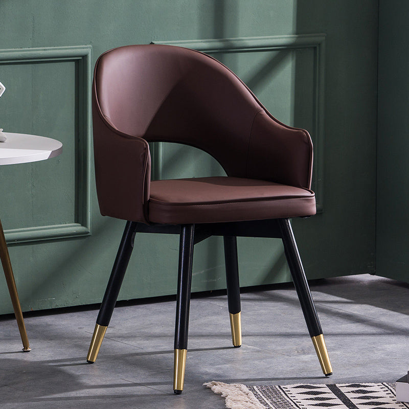 Contemporary Style Upholstered Arm Dining Chairs Open Back Dining Side Chair Coffee 1 Piece Clearhalo ' kitchen&dining_furn' 'Dining Chairs' 'Dining Tables & Seating' 'dining_chair' 'furn' 'furn_dining_chair' 'Furniture' 'furniture_dining_chair' 'Kitchen & Dining Furniture' 'kitchen' 4039041