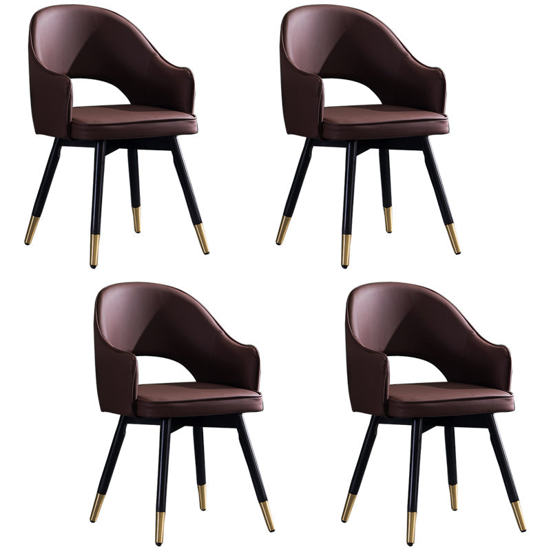 Contemporary Style Upholstered Arm Dining Chairs Open Back Dining Side Chair Coffee 4 Piece Set Clearhalo ' kitchen&dining_furn' 'Dining Chairs' 'Dining Tables & Seating' 'dining_chair' 'furn' 'furn_dining_chair' 'Furniture' 'furniture_dining_chair' 'Kitchen & Dining Furniture' 'kitchen' 4039043