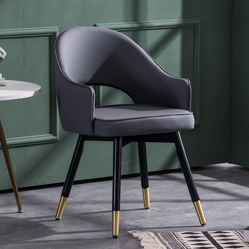 Contemporary Style Upholstered Arm Dining Chairs Open Back Dining Side Chair Dark Gray 1 Piece Clearhalo ' kitchen&dining_furn' 'Dining Chairs' 'Dining Tables & Seating' 'dining_chair' 'furn' 'furn_dining_chair' 'Furniture' 'furniture_dining_chair' 'Kitchen & Dining Furniture' 'kitchen' 4039044