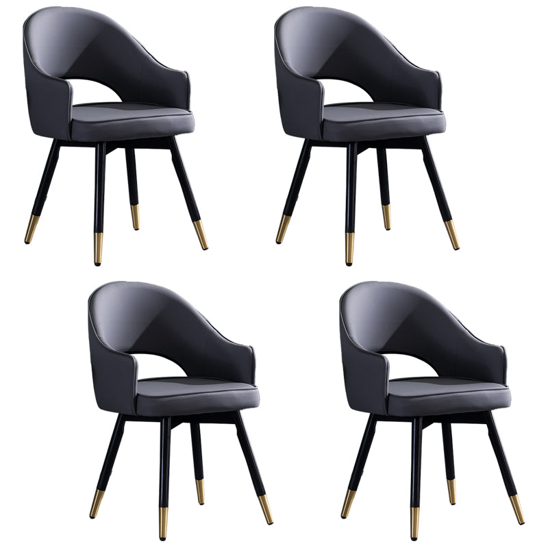 Contemporary Style Upholstered Arm Dining Chairs Open Back Dining Side Chair Dark Gray 4 Piece Set Clearhalo ' kitchen&dining_furn' 'Dining Chairs' 'Dining Tables & Seating' 'dining_chair' 'furn' 'furn_dining_chair' 'Furniture' 'furniture_dining_chair' 'Kitchen & Dining Furniture' 'kitchen' 4039046