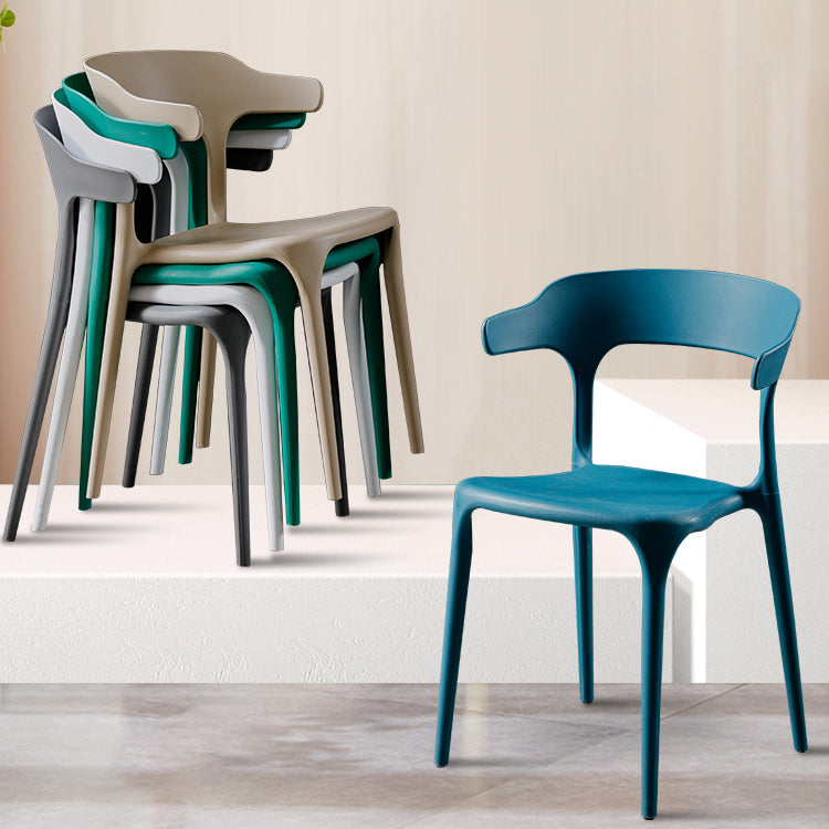 Plastic Armless Dining Chairs Scandinavian Stackable Dining Side Chairs (Set of 4) Clearhalo ' kitchen&dining_furn' 'Dining Chairs' 'Dining Tables & Seating' 'dining_chair' 'furn' 'furn_dining_chair' 'Furniture' 'furniture_dining_chair' 'Kitchen & Dining Furniture' 'kitchen' 4039048