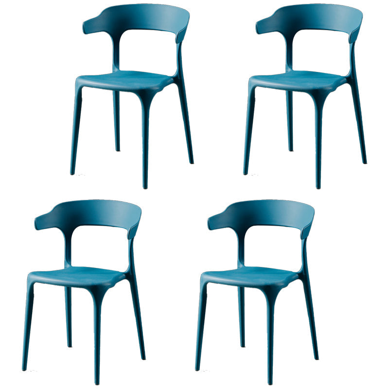 Plastic Armless Dining Chairs Scandinavian Stackable Dining Side Chairs (Set of 4) Peacock Blue Clearhalo ' kitchen&dining_furn' 'Dining Chairs' 'Dining Tables & Seating' 'dining_chair' 'furn' 'furn_dining_chair' 'Furniture' 'furniture_dining_chair' 'Kitchen & Dining Furniture' 'kitchen' 4039049