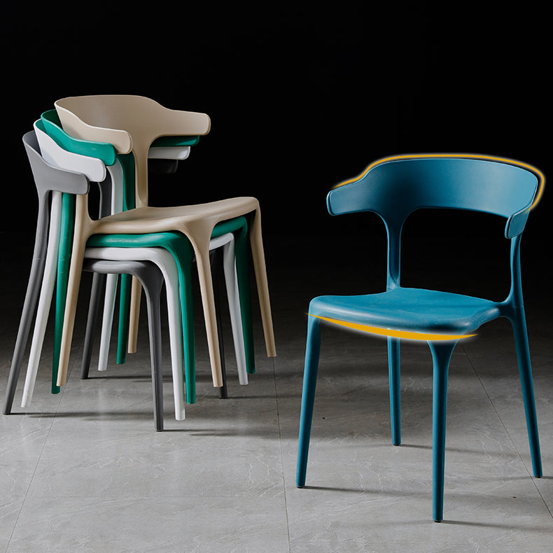 Plastic Armless Dining Chairs Scandinavian Stackable Dining Side Chairs (Set of 4) Clearhalo ' kitchen&dining_furn' 'Dining Chairs' 'Dining Tables & Seating' 'dining_chair' 'furn' 'furn_dining_chair' 'Furniture' 'furniture_dining_chair' 'Kitchen & Dining Furniture' 'kitchen' 4039051