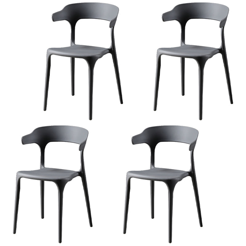 Plastic Armless Dining Chairs Scandinavian Stackable Dining Side Chairs (Set of 4) Dark Gray Clearhalo ' kitchen&dining_furn' 'Dining Chairs' 'Dining Tables & Seating' 'dining_chair' 'furn' 'furn_dining_chair' 'Furniture' 'furniture_dining_chair' 'Kitchen & Dining Furniture' 'kitchen' 4039062