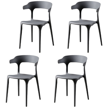 Plastic Armless Dining Chairs Scandinavian Stackable Dining Side Chairs (Set of 4) Dark Gray Clearhalo ' kitchen&dining_furn' 'Dining Chairs' 'Dining Tables & Seating' 'dining_chair' 'furn' 'furn_dining_chair' 'Furniture' 'furniture_dining_chair' 'Kitchen & Dining Furniture' 'kitchen' 4039062